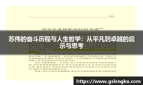 苏伟的奋斗历程与人生哲学：从平凡到卓越的启示与思考