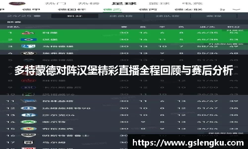多特蒙德对阵汉堡精彩直播全程回顾与赛后分析